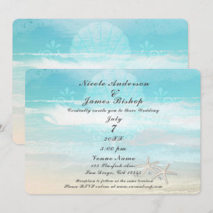 Convite Estrela-do-Mar Branca da Praia Casamento de Verão