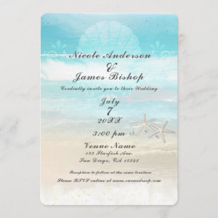 Convite Estrela-do-Mar Branca da Praia Casamento de Verão