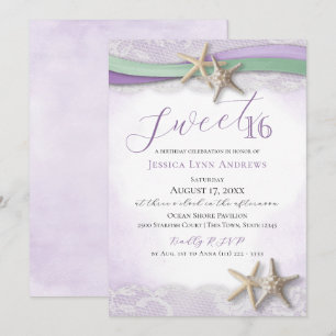 Convite Estrela do Mar e Renda Sweet 16