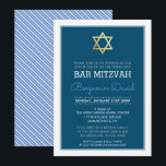 Convite ESTRELA Dourada do bar DAVID mitzvah azul moderno<br><div class="desc">*** NOTA - A CRUZ DO EFEITO DA FOLHA DE OURO É UMA IMAGEM IMPRESSA *** Um design elegante e sofisticado com detalhes da espiral para o BAR/CONVITE MITZVAH do seu filho. Uau seus amigos e família com este pequeno número;D Configuração como modelo é simples para você adicionar seus próprios...</div>