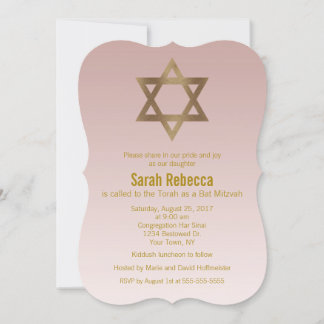 Convite Estrela Dourada Elegante de David Bat Mitzvah