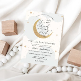 Convite Estrela e Lua Azul do Chá de fraldas Virtual