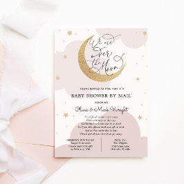 Convite Estrela e Lua cor-de-rosa com Chá de fraldas virtu