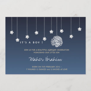 Convite Estrela islâmica do céu nocturno do bebê de Aqi