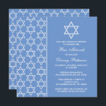 Convite Estrela Judia Branca e Azul de David Bar Mitzvah<br><div class="desc">Estes convites podem ser personalizados para qualquer evento judeu sagrado, incluindo o Bar Mitzvah, Bat Mitzvah, Confirmação, Casamento, etc. Adicione seu texto personalizado usando a seção "Editar este modelo de design" ou clique no botão azul "Personalizá-lo" para alterar o estilo e a cor da fonte ou para adicionar uma foto...</div>