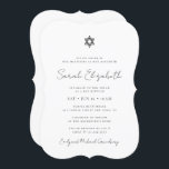 Convite Estrela Minimalista do Bat Moderno Mitzvah de Davi<br><div class="desc">Design é composto por tipografia sans serif e por tipografia cursiva de escrita lúdica sobre um fundo simples. Disponível aqui: http://www.zazzle.com/store/selectpartysupplies</div>