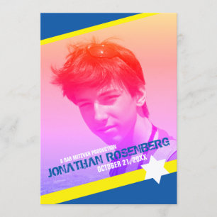 Convite Estrela Moderna do Bar de David Photo Mitzvah Conv