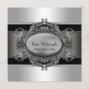 Convite Estrela Negra de Davi em Prata Bar Mitzvah