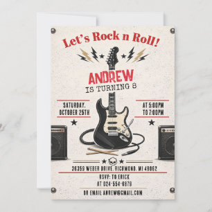 Convite Estrela Pessoal do Rock n Roll de Aniversário