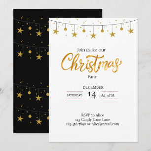 Convite Estrela Preta de Natal e Motivo de Enfeite