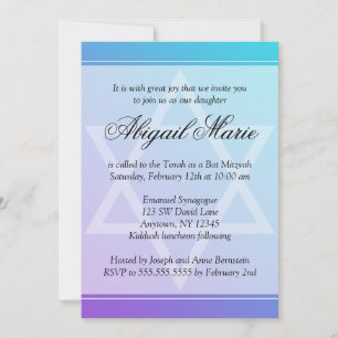 Convite Estrela Roxa de David Bat Mitzvah