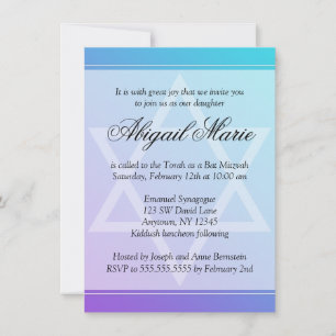 Convite Estrela Roxa de David Bat Mitzvah