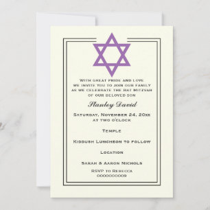 Convite Estrela Roxa do Bar Mitzvah de dupla fronteira de