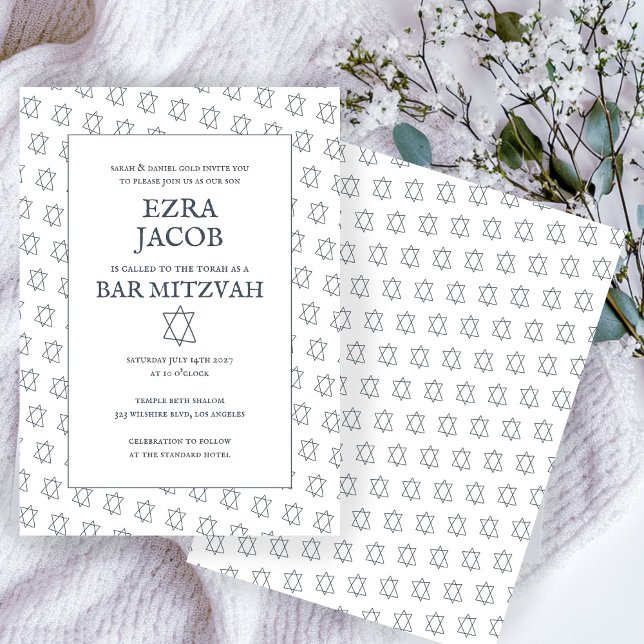 Convite Estrela Simples de David Personalizado B'nai Bat B (Simple Star of David Custom B'nai Bat Bar Mitzvah Invitation
)