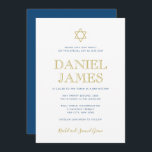 Convite Estrela Simplesmente Elegante do Bar Mitzvah-Marin<br><div class="desc">Use o formulário modelo para personalizar este convite. Altere as cores,  fontes e layout usando os menus de edição avançada.</div>