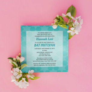 Convite Estrela Teal de David Bat Mitzvah
