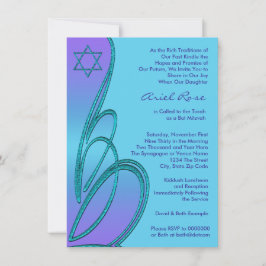 Convite Estrela Teal Roxa de David Bat Mitzvah