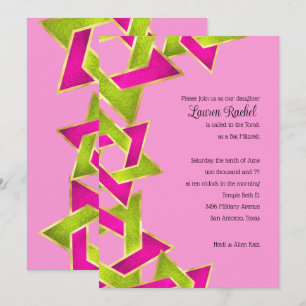 Convite Estrela Verde Rosa Bat Mitzvah de David Invitat