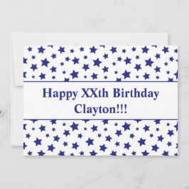 Convite Estrelas Azuis com Festa de aniversário de Mensage