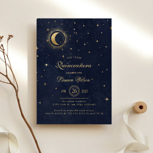 Convite Estrelas Azuis da Meia-Noite Celestiais Quinceaner