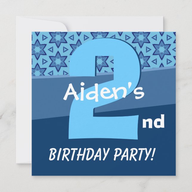 Convite Estrelas Azuis De Aniversário De Dois Anos Para Ra (Frente)