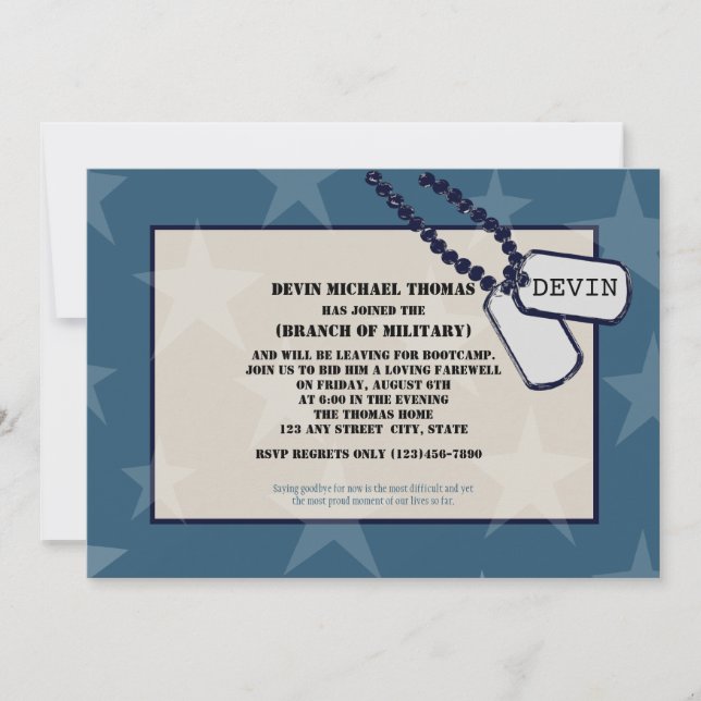 Convite Estrelas Azuis do Partido Militar se Afastando (Frente)