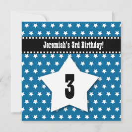 Convite Estrelas azuis V01B do terceiro menino da criança