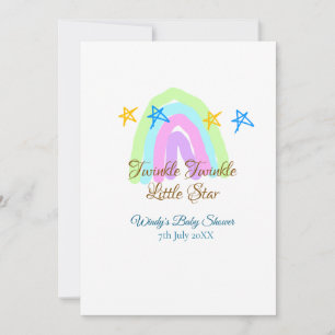 Convite Estrelas bebê brilho brilho arco-íris retrô sh