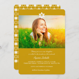 Convite Estrelas Brancas Modernas De David Bat Mitzvah Con