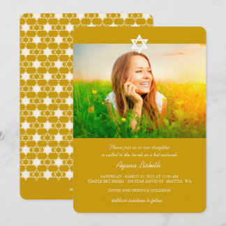 Convite Estrelas Brancas Modernas De David Bat Mitzvah Con