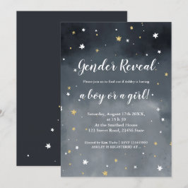 Convite Estrelas brilhantes Douradas com aquarela sexo rev