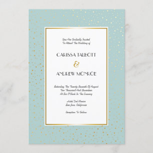 Convite Estrelas brilhantes Pastel Mint Casamento Dourado