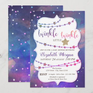 Convite Estrelas Brilhantes Tinta Espalhada Baby Shower