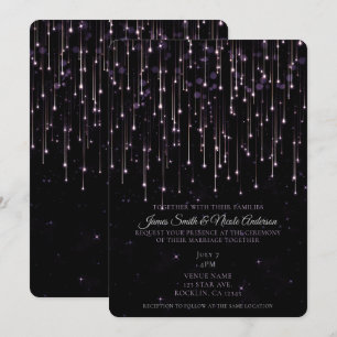 Convite Estrelas Cadentes Cintilantes Roxo Chic Casamento