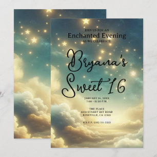 Convite Estrelas Celestiais Brilhantes Céu Estrelado Doce 
