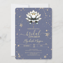 Convite Estrelas Celestiais do Lótus Branco Pastel Lavanda