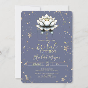 Convite Estrelas Celestiais do Lótus Branco Pastel Lavanda