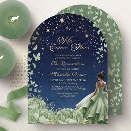 Convite Estrelas Celestiais Sage Quinceanera Verde