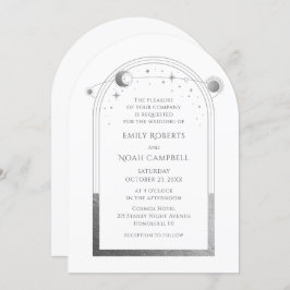 Convite Estrelas da Lua Solar Branca Celestial