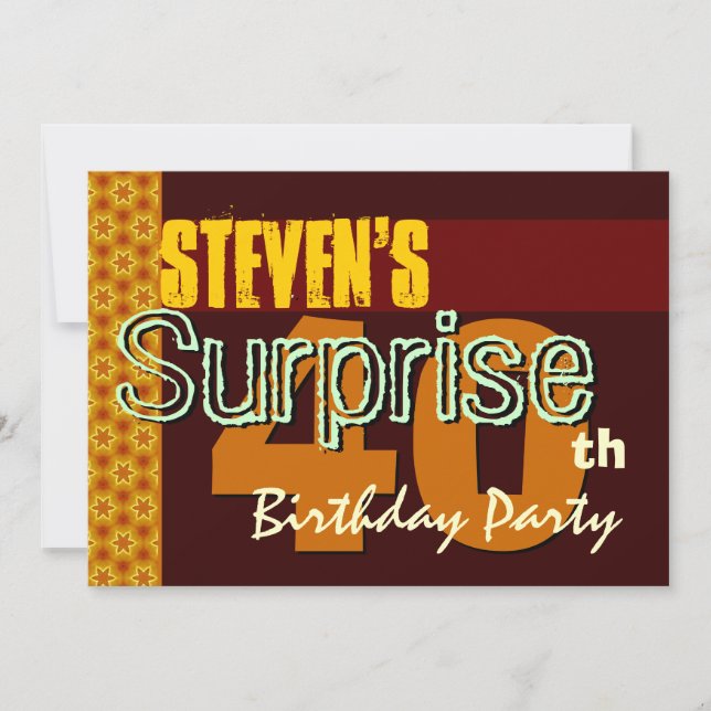 Convite Estrelas de aniversário de 40 anos Dourado e Choco (Frente)