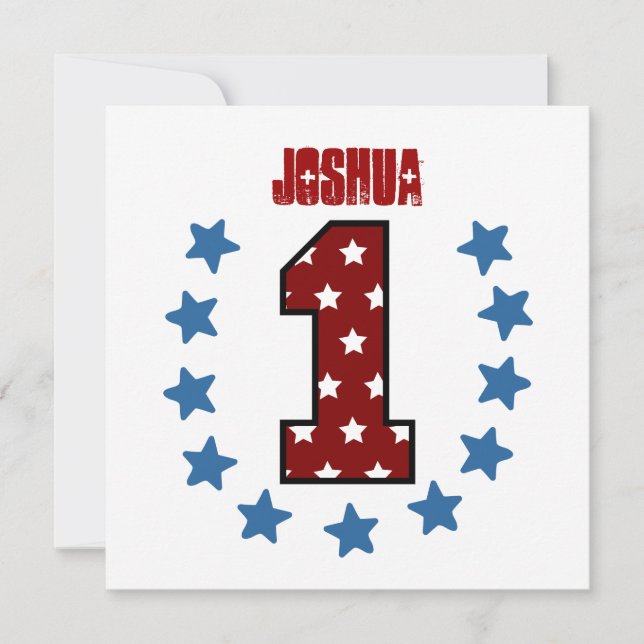 Convite Estrelas de Azul Branco Vermelho no Primeiro Anive (Frente)