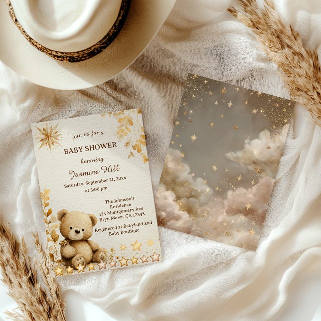 Convite Estrelas de Chá de fraldas do Urso Rústico (Criador carregado)