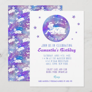 Convite Estrelas de Constelação de Áries Ram de festa de a
