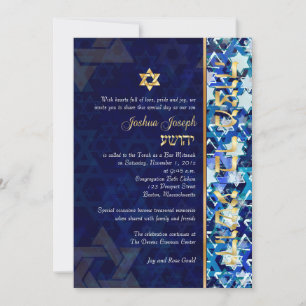 Convite Estrelas de drenagem PixDezines/Bar Mitzvah/azul e