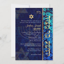 Convite Estrelas de drenagem PixDezines/Bar Mitzvah/azul e