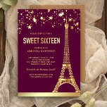 Convite Estrelas de folhas douradas Torre Eiffel Cor-de-ro<br><div class="desc">Encantem seus convidados com este elegante templo parisiense Os Dezesseis Doce convidam com sotaques de folha de ouro falsos. Basta adicionar os detalhes do seu evento neste modelo fácil de usar para torná-lo um convite de tipo único. Sacudir a placa para revelar uma textura falsa de folha de ouro na...</div>