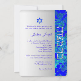 Convite Estrelas de granulação PixDezines/Mitzvah/azul/pra