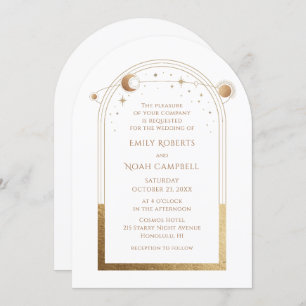 Convite Estrelas de Lua Dourada do Sol Celestial