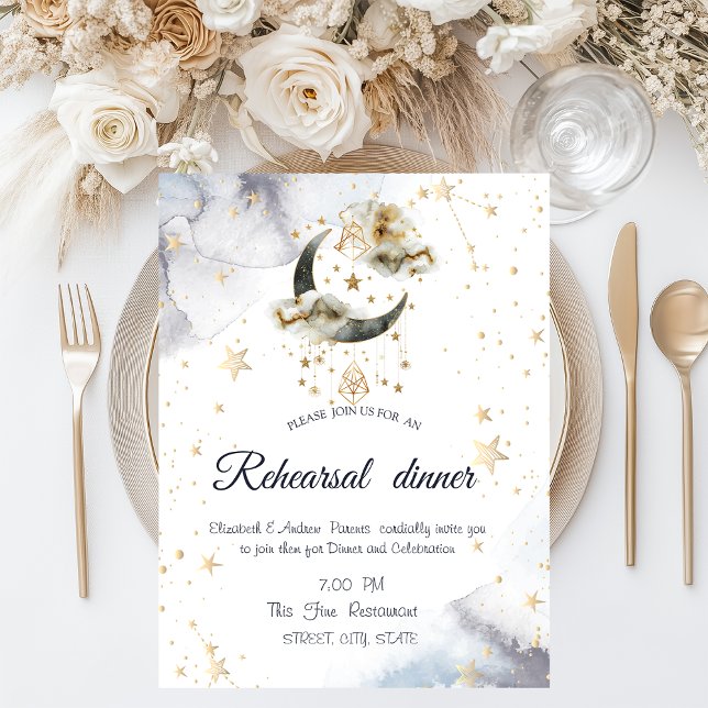 Convite Estrelas de Lua Douradas Celestiais (Criador carregado)