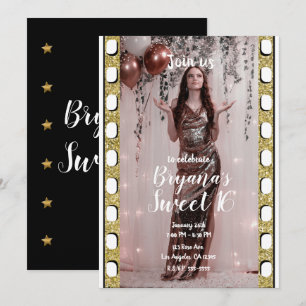 Convite Estrelas de Ouro de Filme de Hollywood Festa Doce